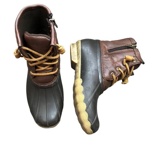 Sperry Top-Sider Saltwater Duck Boots Brown Waterproof Big Girl's Size 2 YG55362 - Picture 1 of 12